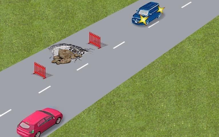 Чи може водій синього автомобіля продовж