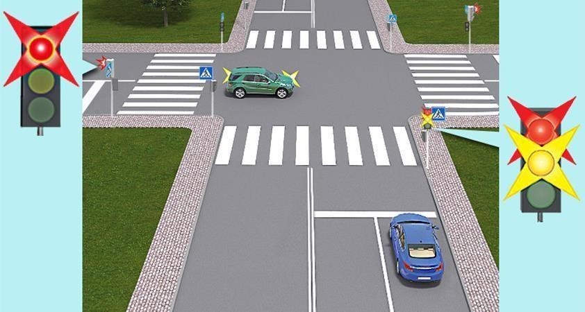 Як повинен вчинити водій синього автомоб