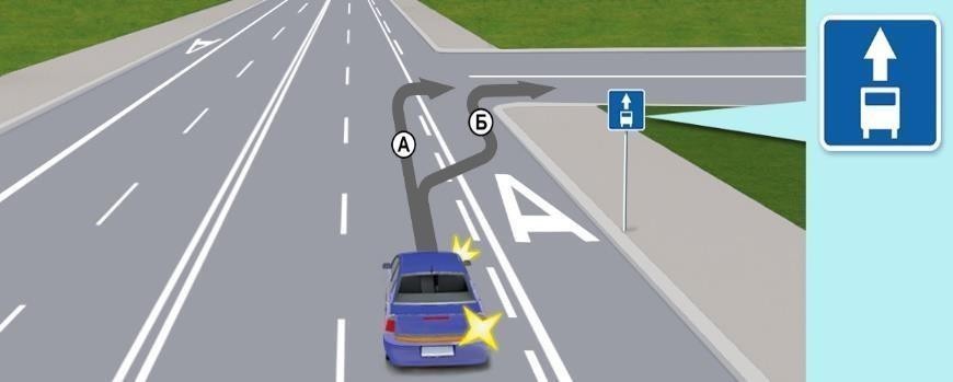 По якій траєкторії водієві синього автом