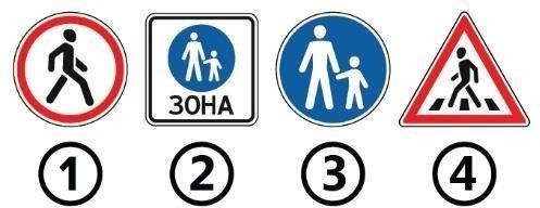 Який із знаків забороняє рух пішоходів?